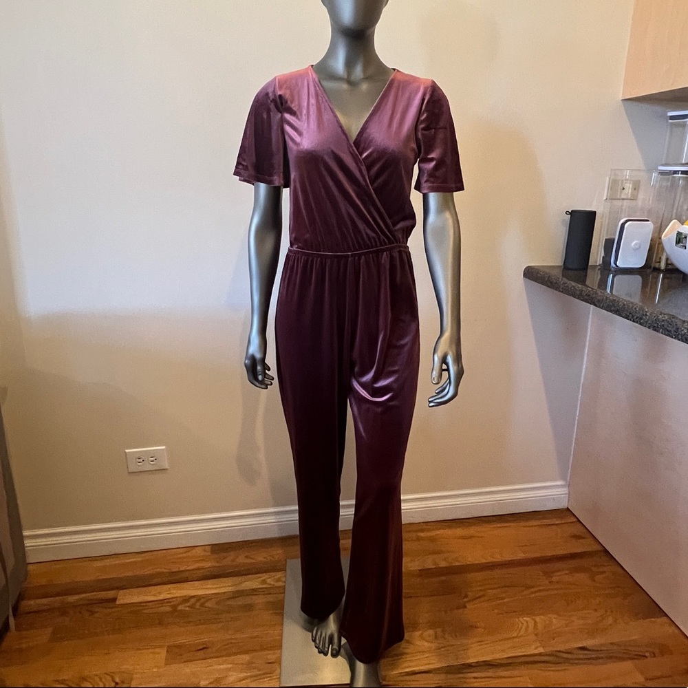 Anthropologie Scarlet Velvet Jumpsuit